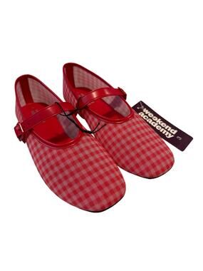 NWT Weekend Academy Girls Red Gingham Mesh Ballet Flats Mary Jane Size 3